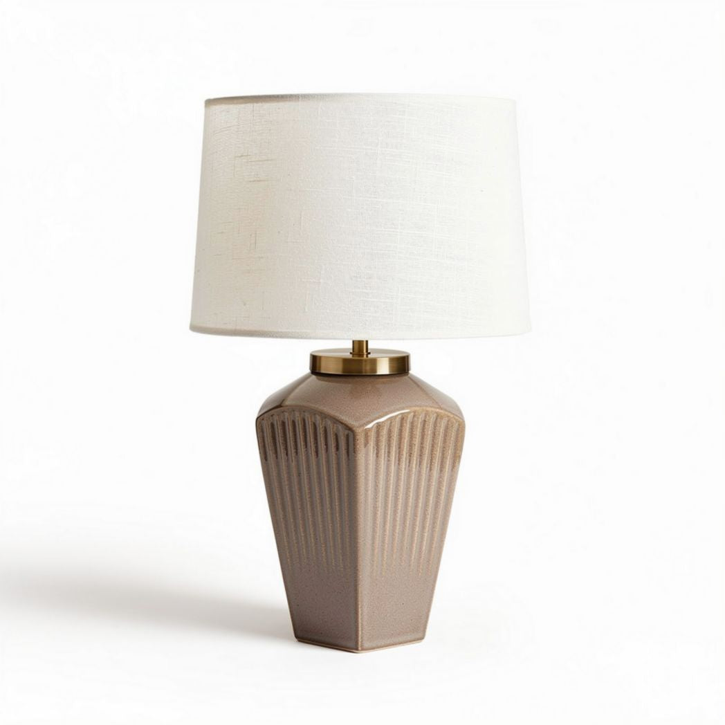 Lampe de table en céramique beige avec abat-jour blanc 30 x 30 x 55cm