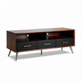 Meuble tv en bois foncé avec tiroirs et pieds en métal 150 x 40 x 50cm