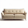 Canapé en tissu beige avec accoudoirs et dimensions 180 x 85 x 80cm