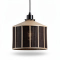 Lampe suspendue en métal et rotin tressé beige diamètre 30 cm hauteur 20 cm
