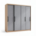 Armoire de rangement en bois avec portes en tissu gris 180 x 45 x 200cm