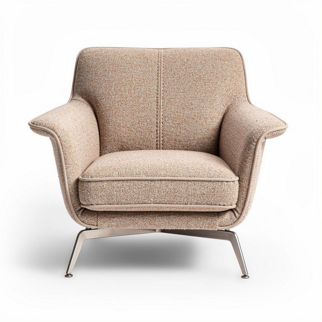 Fauteuil en tissu mélangé beige avec structure en métal 80 x 80 x 75cm