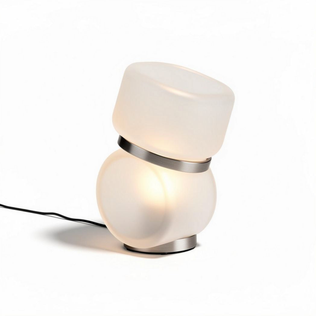 lampe de table en verre opale avec base en acier inoxydable 25 x 25 x 35cm