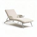 Chaise longue en aluminium et tissu beige pour jardin 200 x 70 x 85cm