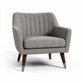 Fauteuil en tissu gris avec accoudoirs en bois 80 x 80 x 80 cm